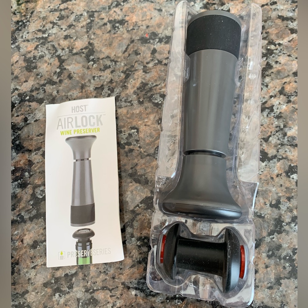 Never used - HOST® AirLOCK™ Wine Preserver Pump and two Stoppers.